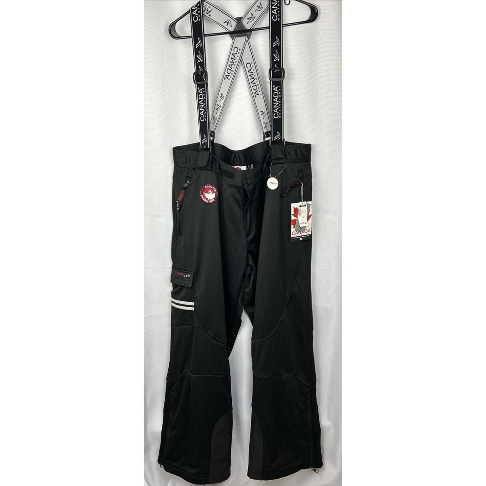 Canada Weather Gear Womens Snow Ski Pant Black Removable Suspenders Cargo 1X NWT